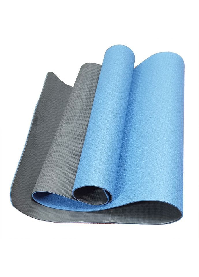 Килимок для йоги та фітнесу TPE 183 см протиковзкий мат для тренувань унісекс спортивний інвентар Bambi (368759716)