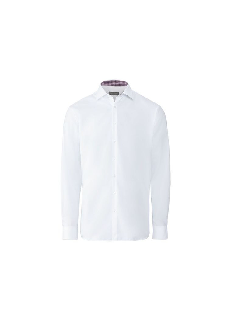 Рубашка однотонна бавовняна для чоловіка LIDL 342546 білий Nobel League (295903947)