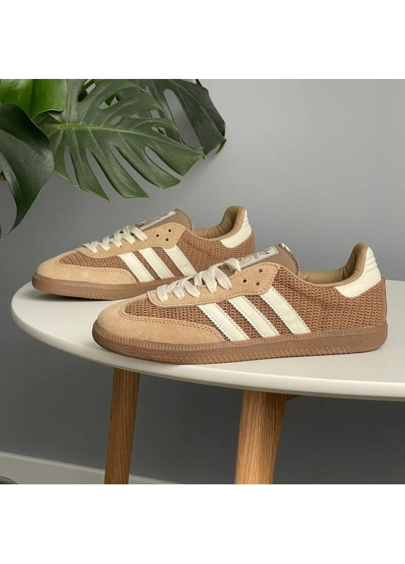 Коричневі Осінні кросівки чоловічі і жіночі adidas samba og cardboard | адідас самба ог коричневі No Brand