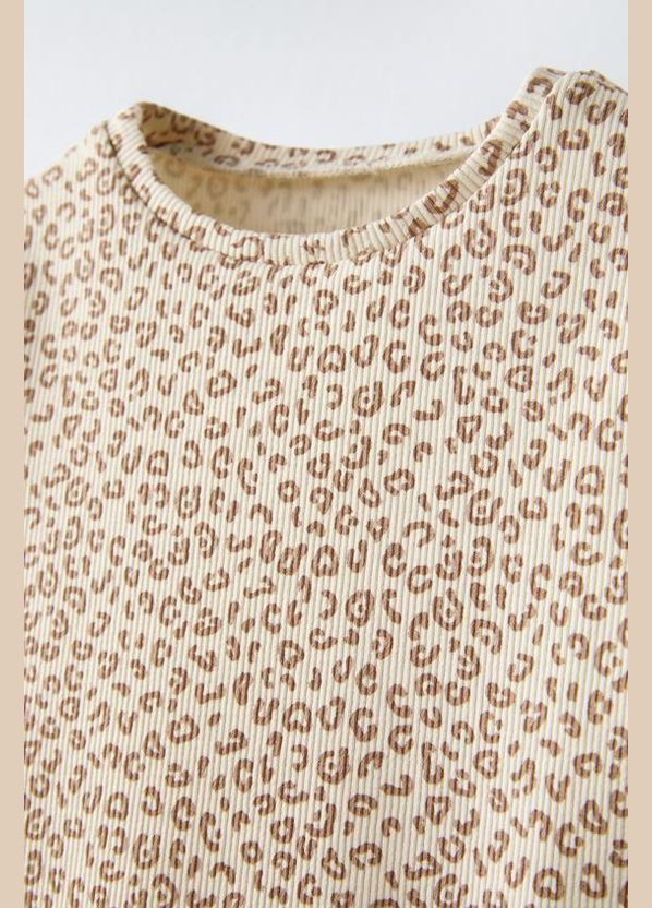 Бежева літня футболка в рубчик бежева Zara