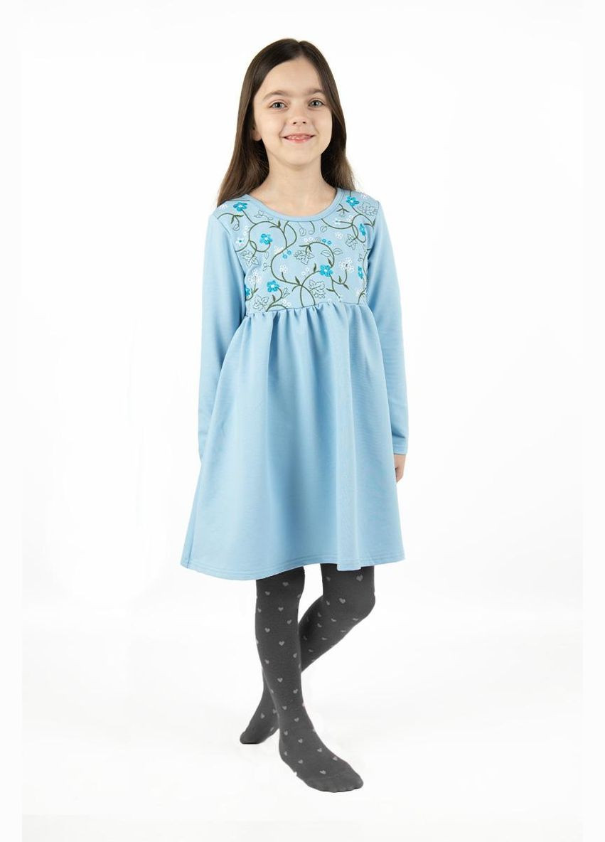 Блакитна святкова дитяча сукня для дівчинки ніжні квіти з вишивкою Україна (322641029)