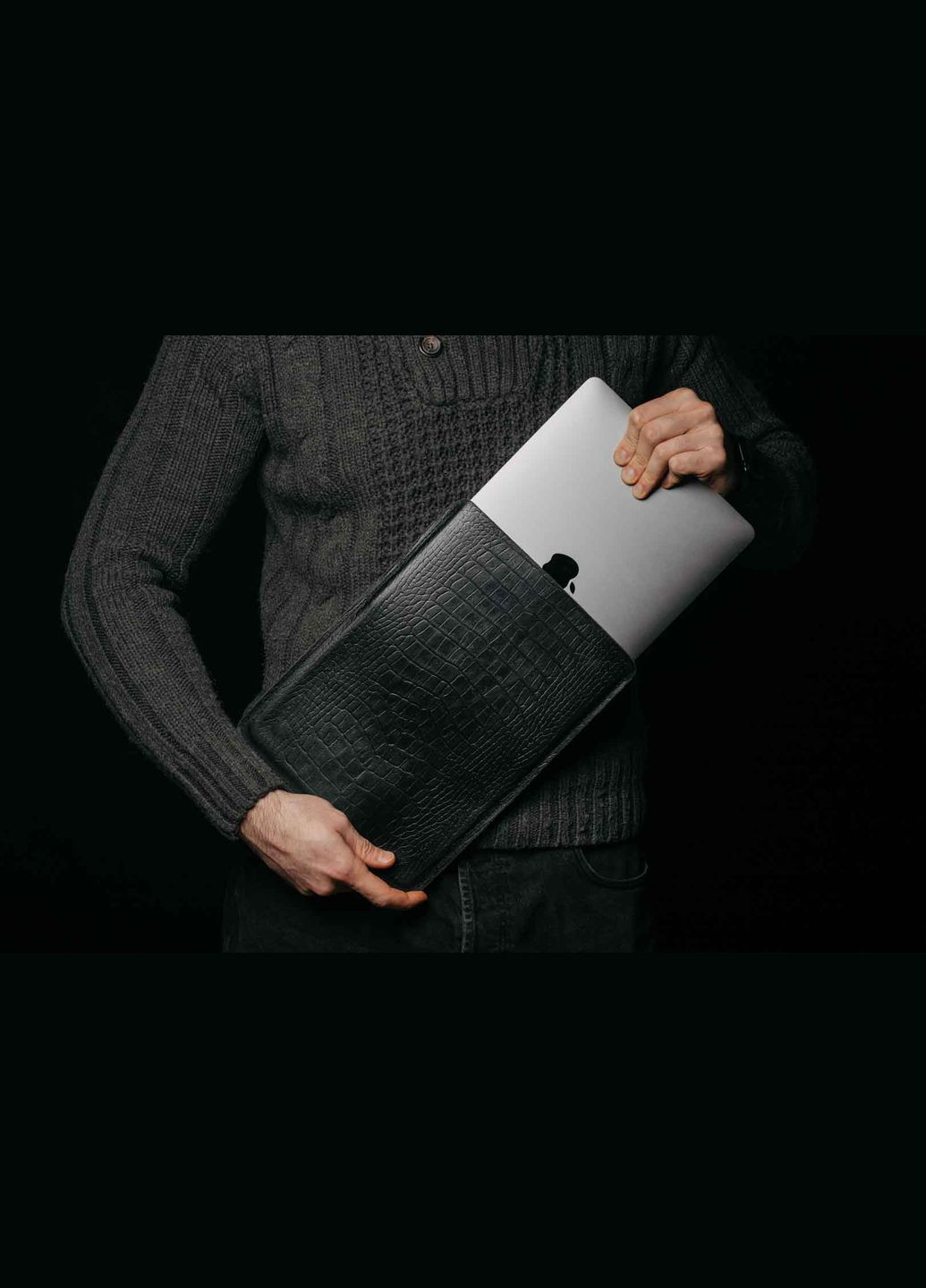 Шкіряний чохол для MacBook FlatCase Чорний Кайман 14 Skin and Skin (290850406)