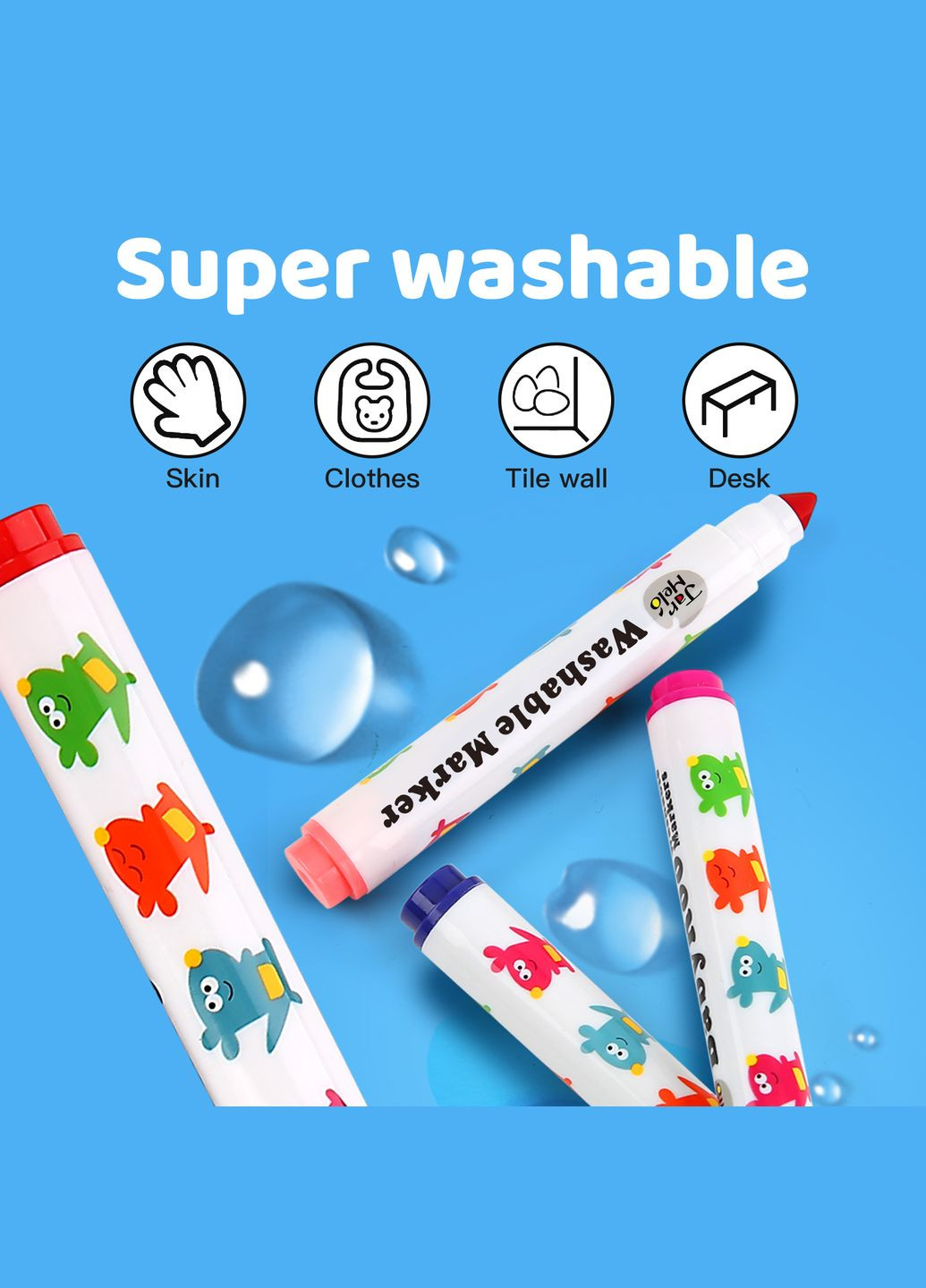 Смываемые маркеры Baby Roo 24 цвета в тубусе (JA90497) Jar Melo (338435418)