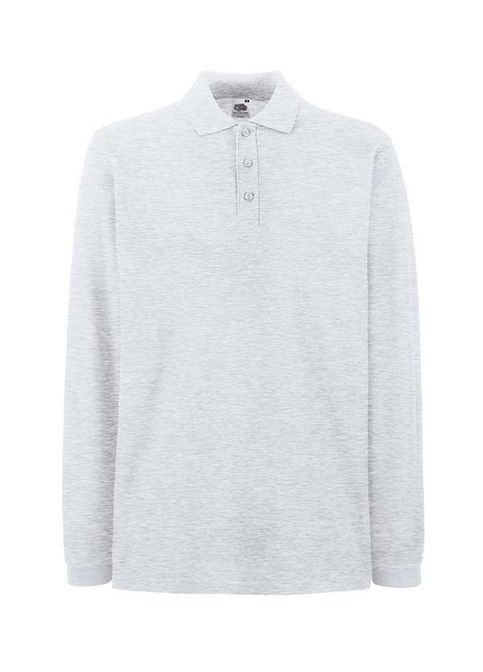 Сіра футболка поло чоловіча premium l/ polo s попелястий (063310093s) з коротким рукавом Fruit of the Loom