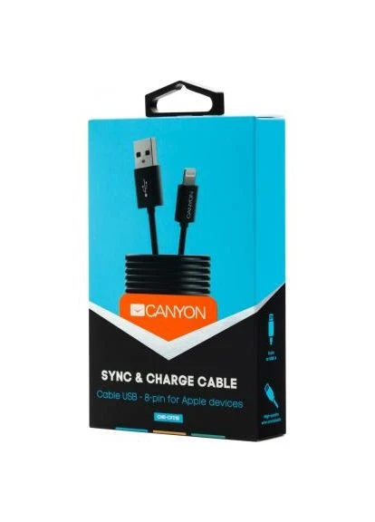 Дата кабель (CNE-CFI1B) Canyon USB 2.0 AM to Lightning 1.0m Black (388713370)