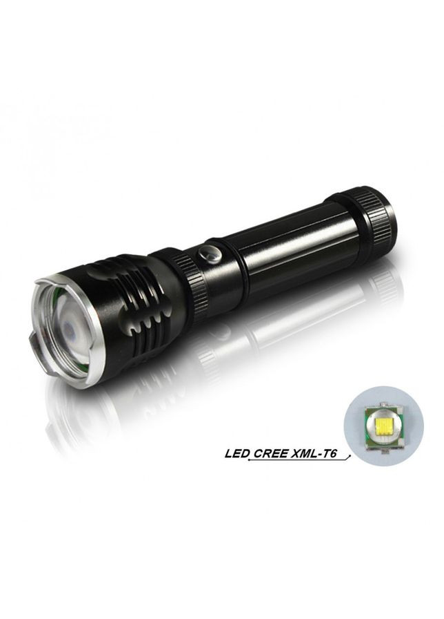 Фонарик аккумуляторный алюминиевый тактический WT-282 с дальностью 200-250 метров, с автозарядкой Watton (338854923)