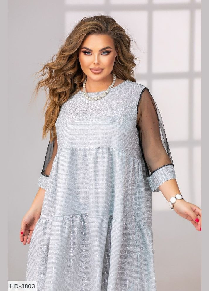 Серебряное кэжуал платье женское hd-3803 серебряный, 46-48 Sofia