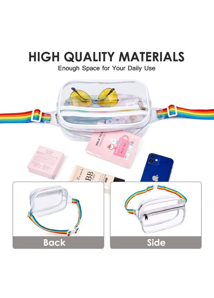 Бананка 10414 прозора поясна сумка на два відділи біла No Brand (313235621)