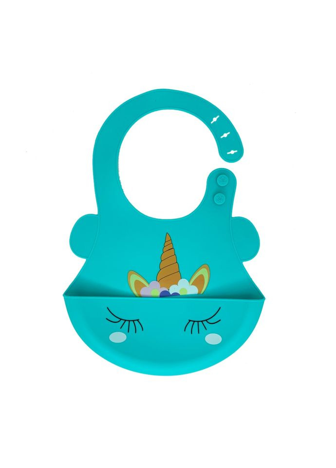 Слюнявчик силиконовый "Единорог" MGZ-0615(Turquoise) с карманом Megazayka (315040536)