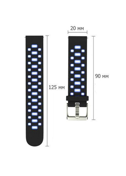 Спортивный ремешок Perfor Classic для часов Huawei Watch 2 - Black&Blue Primo (333720384)