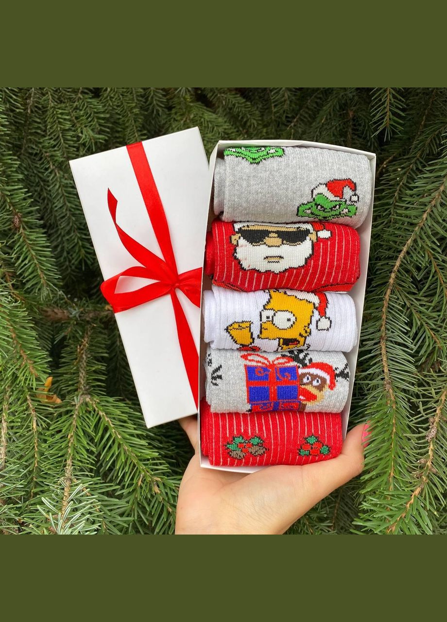 Комбинированные бокс мужских новогодних носков 40-45 на 5 пар в подарочной коробке Vakko (306515765)