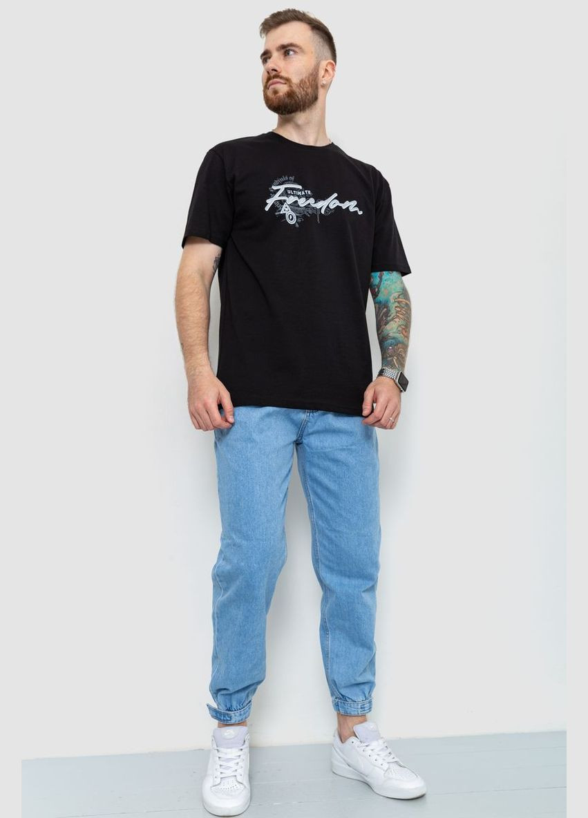 Чорна футболка чоловіча батал чорна розмір 4xl (sku_208r019) з коротким рукавом No Brand