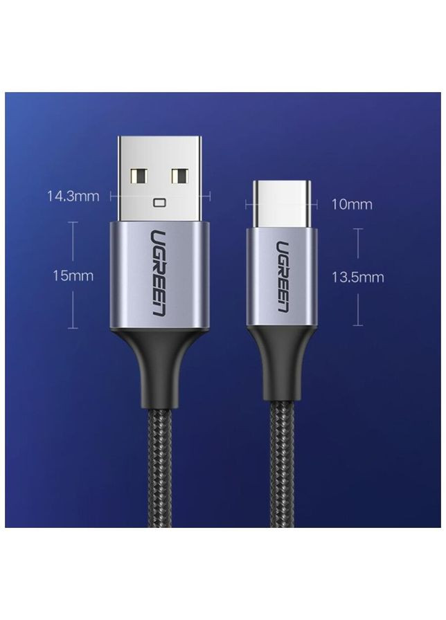 Кабель USB-A 2.0 to USB-C Cable Nickel Plating Aluminum Braid 2m ( ) (UGR-60128) (UGR-60128) Ugreen US288 (369609610)