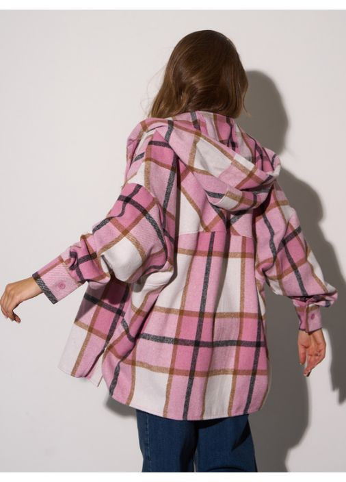 Розовая повседневный рубашка в клетку No Brand с длинным рукавом