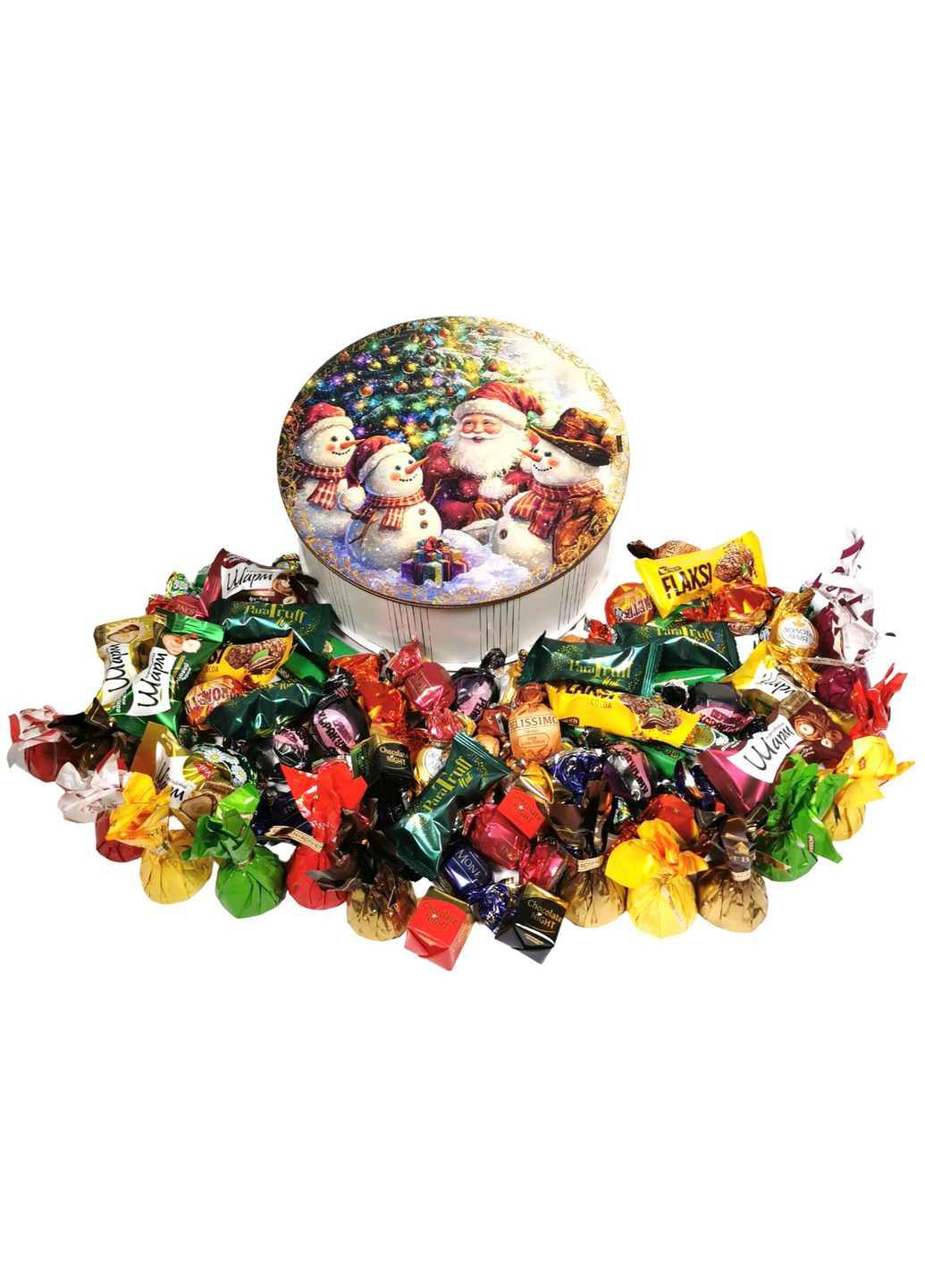 Подарок №30/16 "Веселые друзья Санты" 1 кг (21х21х9 см, в деревянной коробке) Унікальна цукерка (372656394)