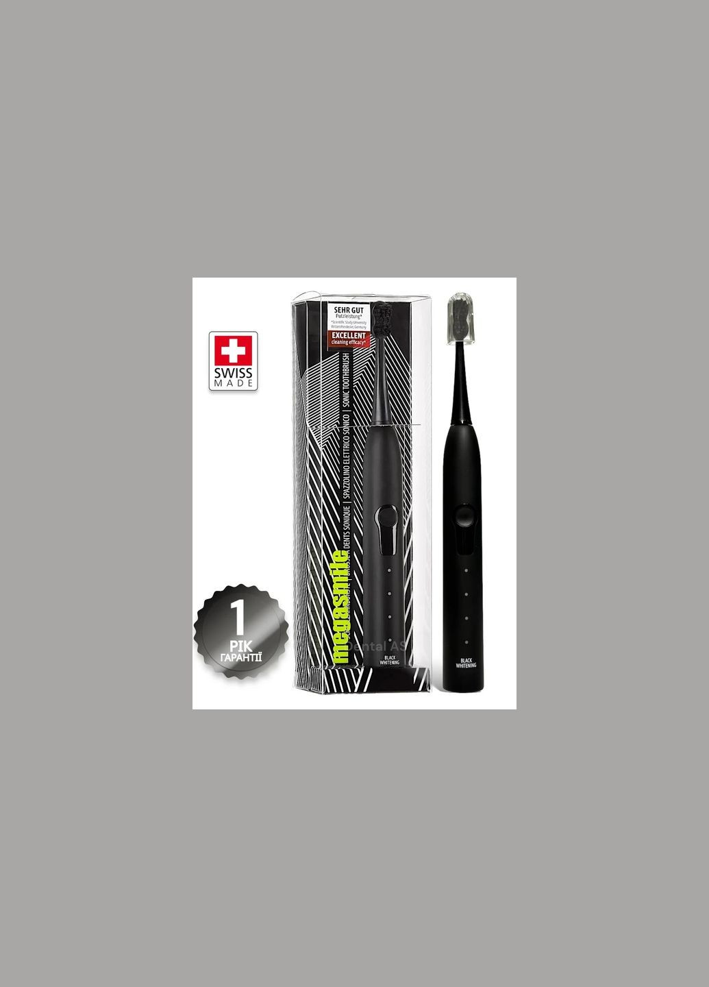 Гидроактивная звуковая зубная щетка Black Whitening 2 Black |до 42 тыс. колебаний в мин, 4 режима и Megasmile (297669697)