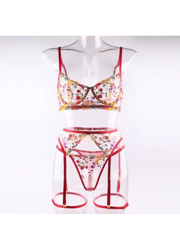 Червоний демісезонний нижня білизна спідня жіноча для свята. жіноча прозора білизна із квітковим принтом. білизна для бдсм No Brand