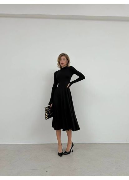 Чорна сукня міді, мікродайвінг,, р. (арт. 289sh) No Brand