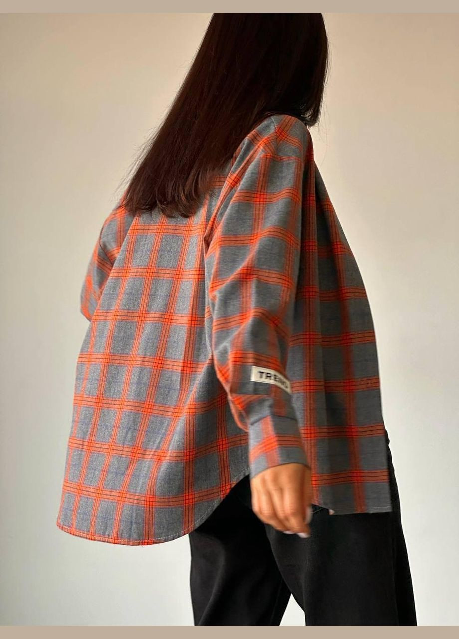 Оранжевая кэжуал рубашка в клетку JUGO с длинным рукавом