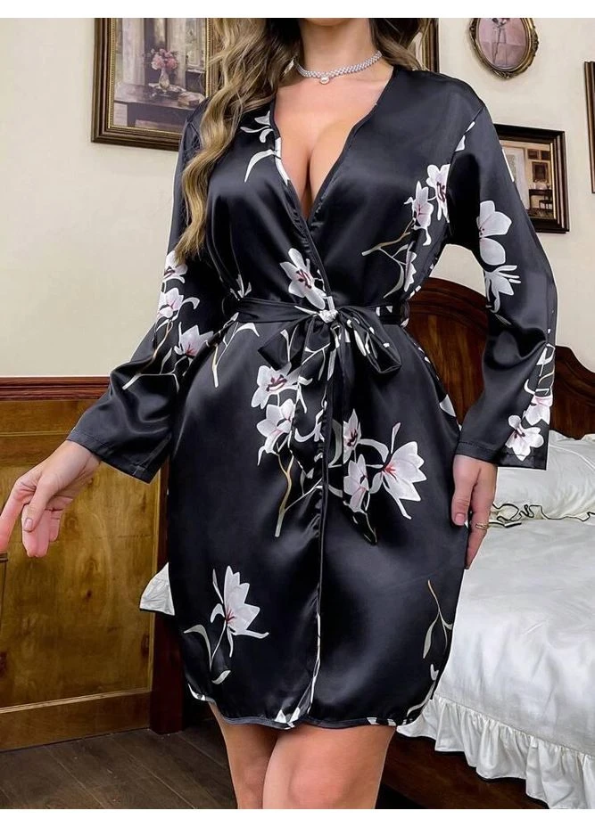 Жіночий атласний халат, розмір XL SHEIN (388156982)