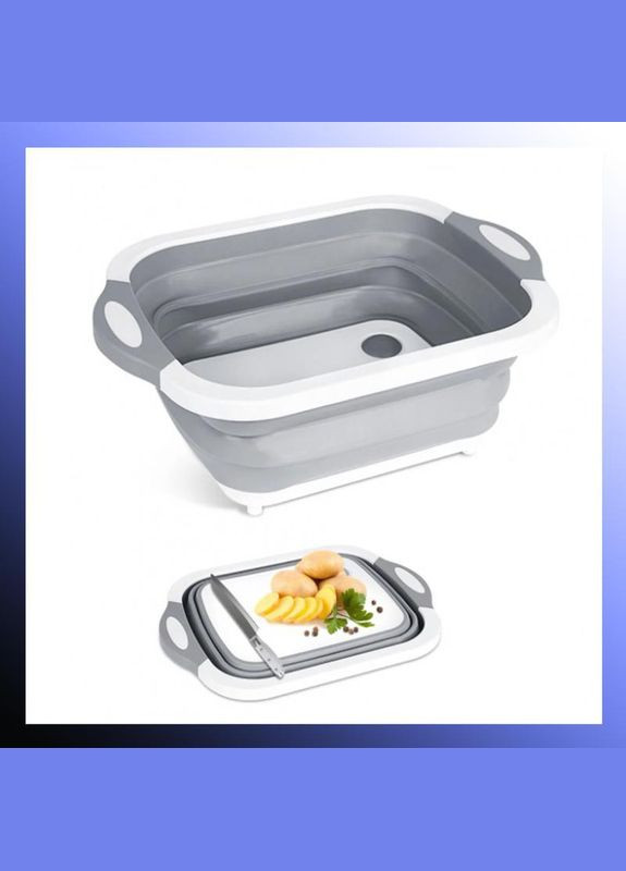 Складана обробна дошка трансформер 3 в 1 миска та друшляк 40 х 30 см No Brand (315633179)