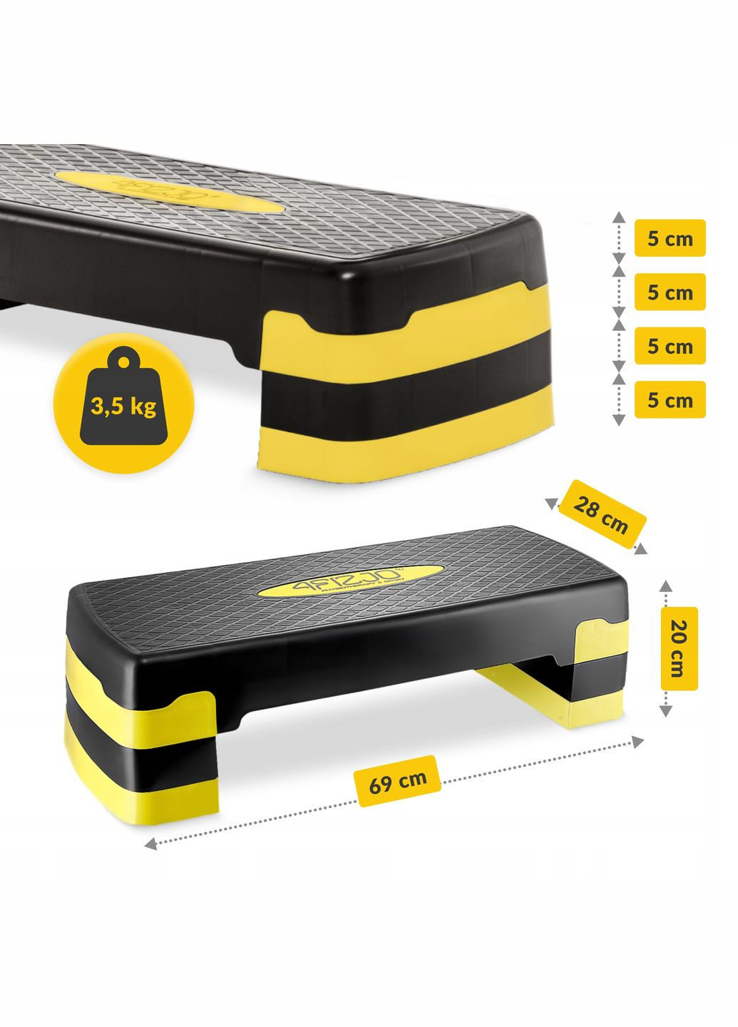 Степь-платформа 3-ступенчатая 69 х 28 х 10-15-20 см Black/Yellow () 4FIZJO P-5907739311436 (342758120)