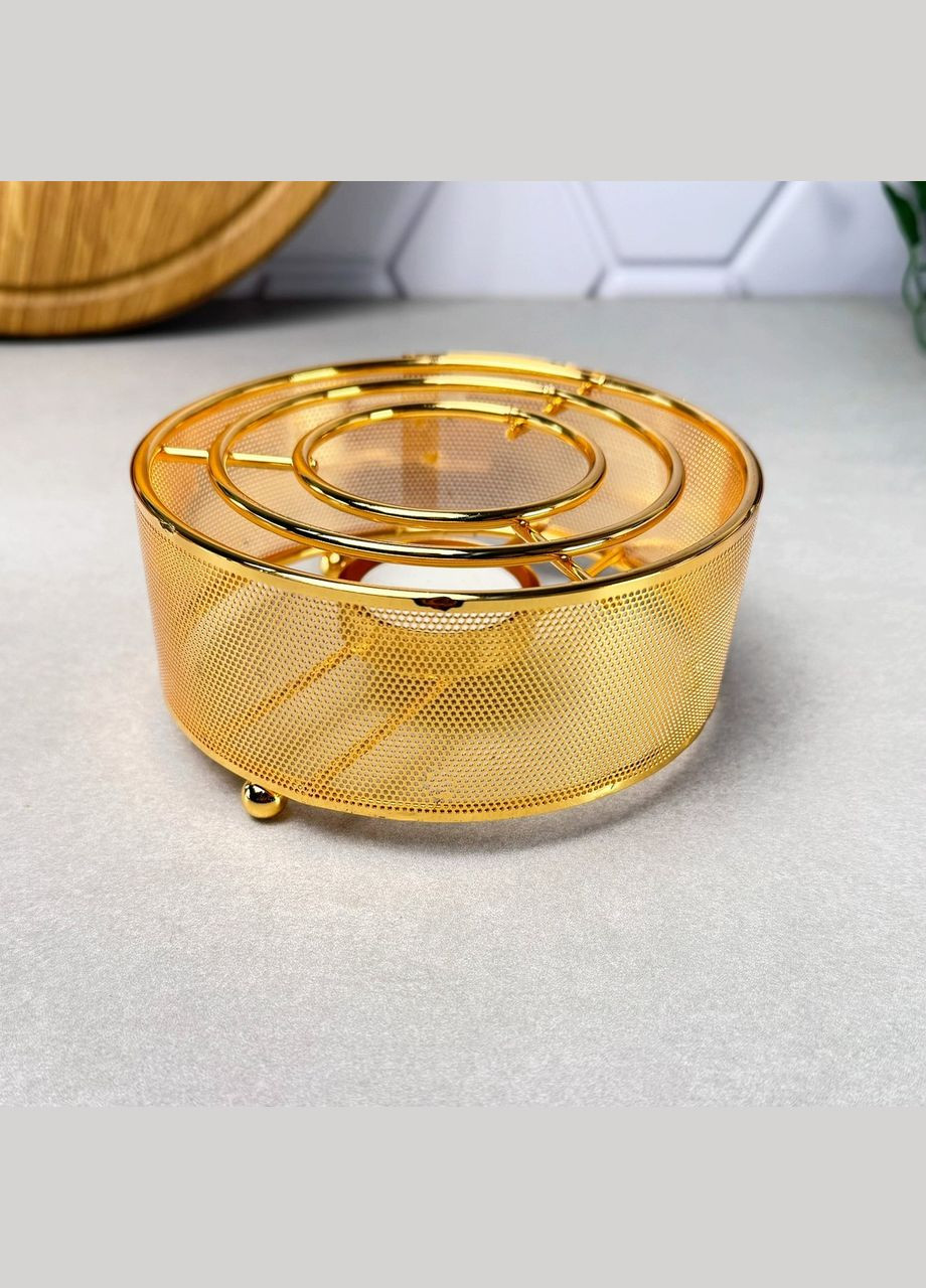 Стеклянный чайник на подставке-подогреве 1л Золото Сетка No Brand (314874442)