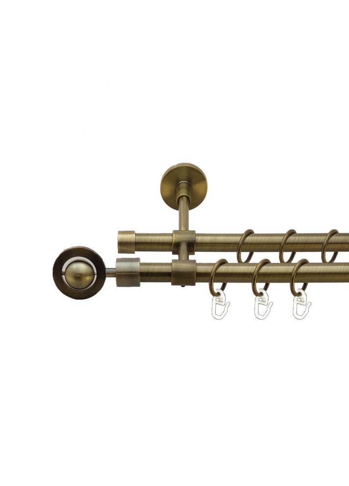 Карниз Пополо металевий дворядний закритий гладка труба Антик 16\16 мм 200 см (7329452) ORVIT (300796987)