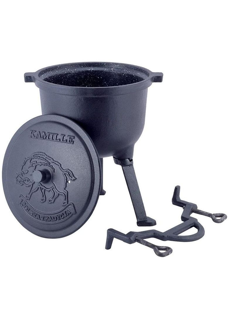 Котел чавунний 10л емальований для пікніка на природі казанок з ніжками Kamille (368990285)