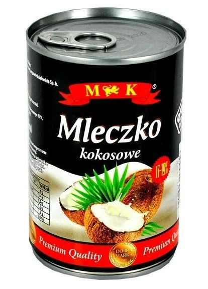 Кокосове молоко жирністю 17-19% 400мл, Mleczko kokosove, ж/б, Польща M&K (390037276)