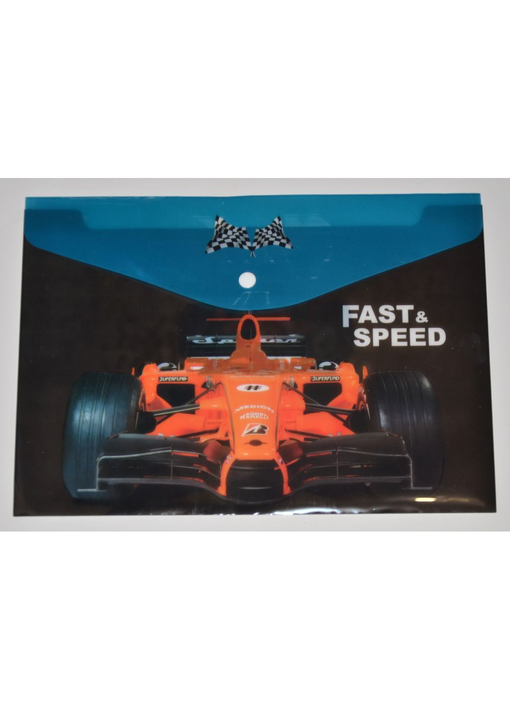 Папка-конверт А4+, на кнопке, 18мкр "Машины" черная No Brand (362539040)