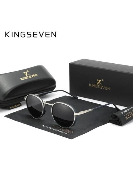 Мужские поляризационные солнцезащитные очки N7375 Silver Gray KINGSEVEN (303401544)