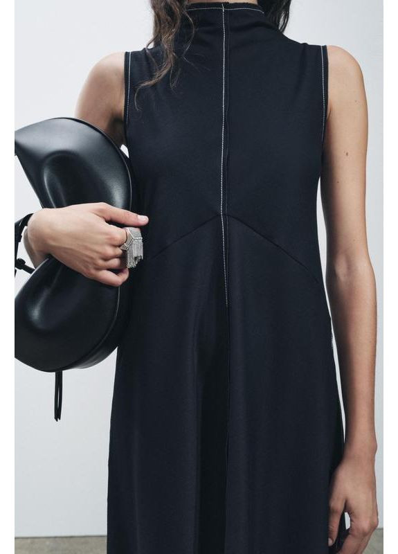 Синя сукня міді zw collection зі строчками Zara