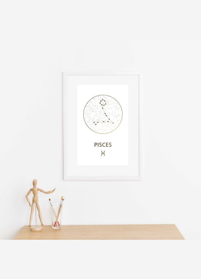 Постер "Зодиак: Рыбы" фольгированный А3 (BD-pl-22) gold-white BeriDari (340466779)
