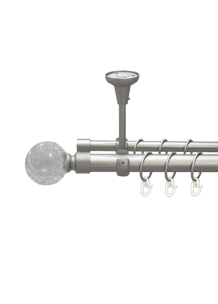 Карниз Сепія металевий дворядний відкритий до стелі гладка труба Сатин 25\16 мм 300 см (00-00023831) ORVIT (300844579)