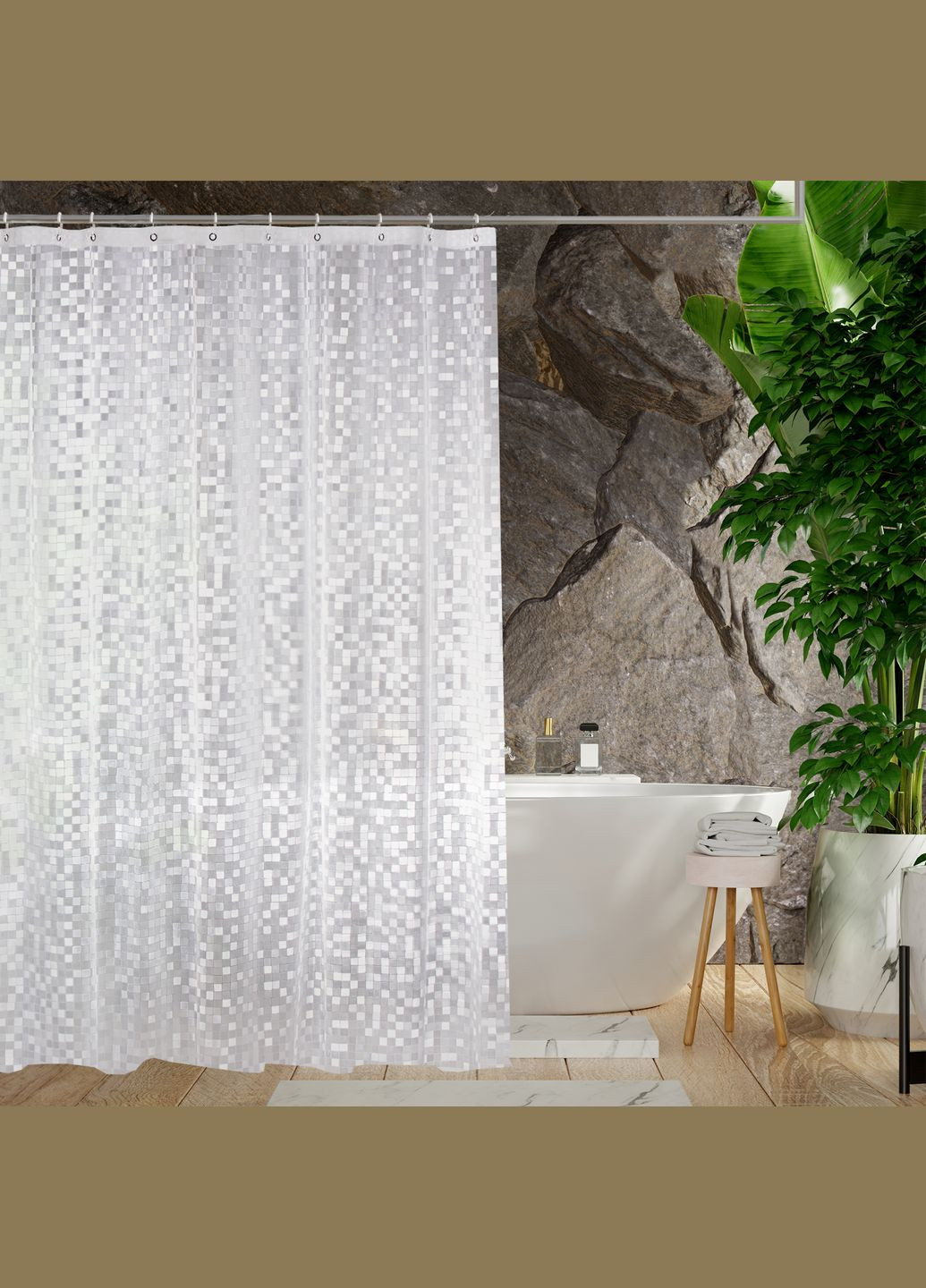 Штора для ванной комнаты RUBY 3D 180х180 с кольцами 12 шт. Tiana Kraine - (304514116)
