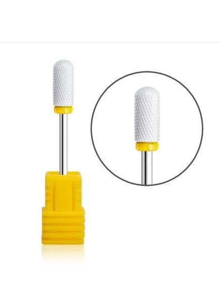 Фреза для маникюра керамический цилиндр, желтая насечка No Brand (296664859)