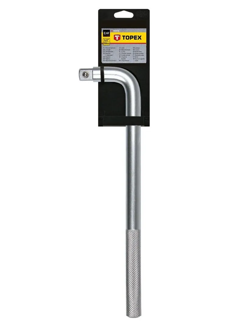 Вороток (1/2", 250 мм) L-подібний хромованадієва сталь (25044) Topex (328444069)