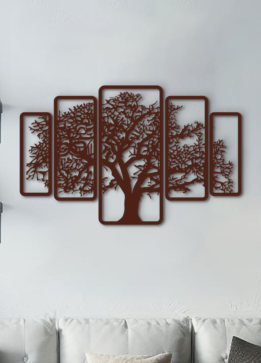 Настінний декор для дому, картина лофт "Дерево картина з 5 частин", декоративне панно 40х65 см Woodyard (292113372)