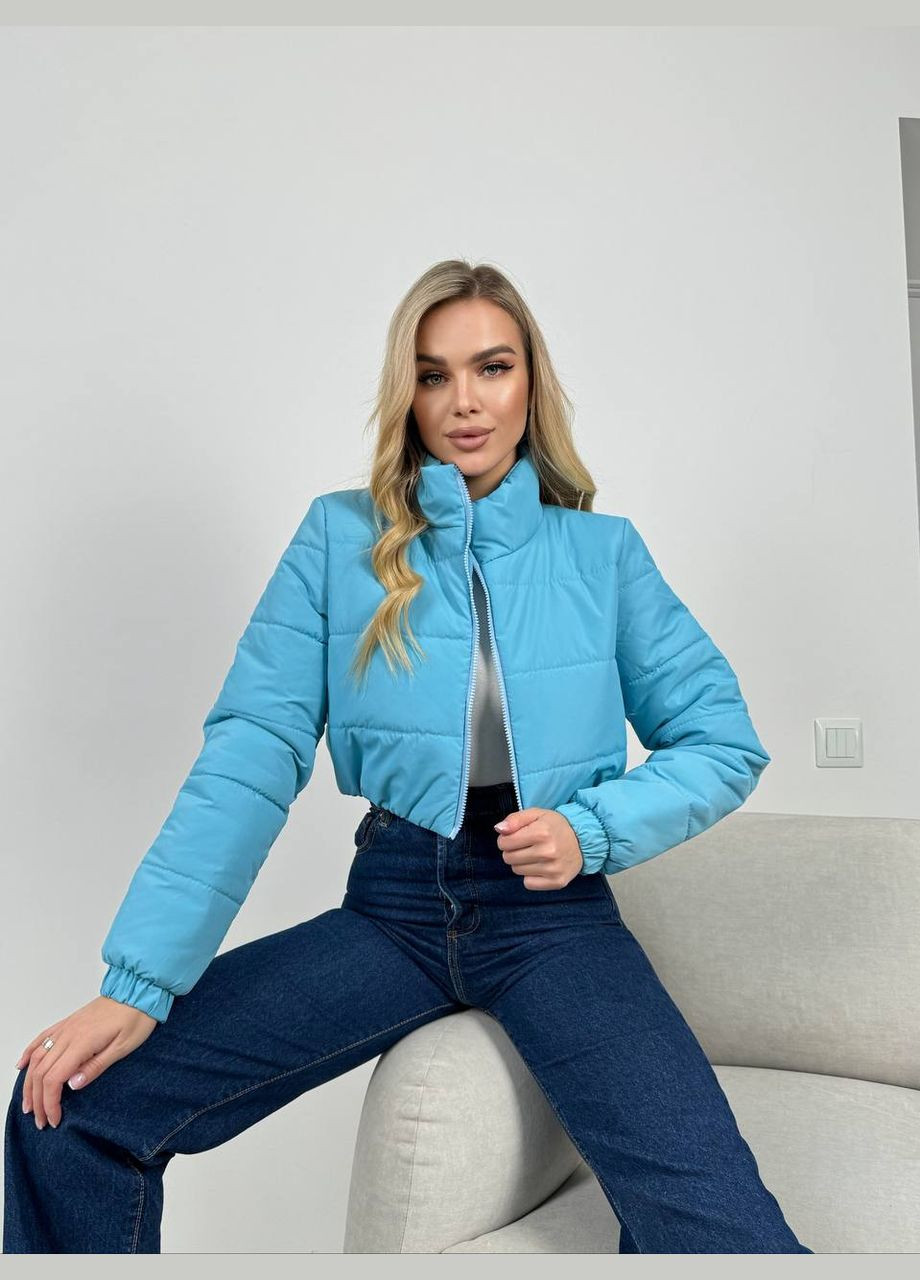 Синяя демисезонная куртка весняна укороченная плащовка + синтепон 150 No Brand