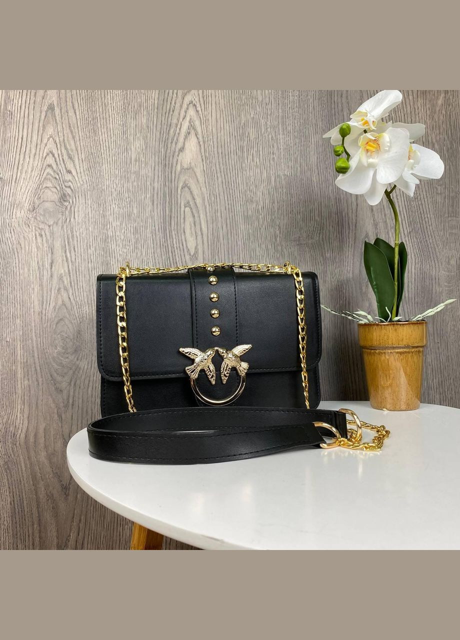 Женская сумочка клатч 2 в 1 с кожаным ремнем, 3 отделения, экокожа черная (sku_771+РG) No Brand (330576329)