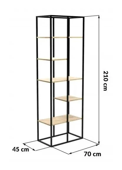 Стелаж LOFT з полицями, вузький для роботи та кабінету (NS-1721) No Brand (396502301)