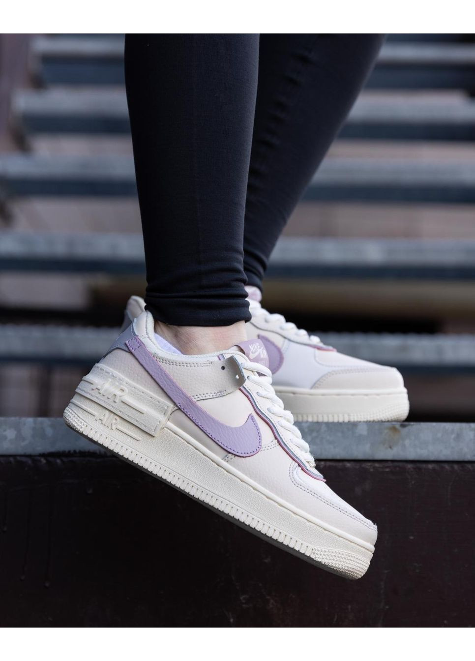 Білі Осінні кросівки чоловічі nike air force 1 shadow white purple найк аір форс 1 преміум No Brand