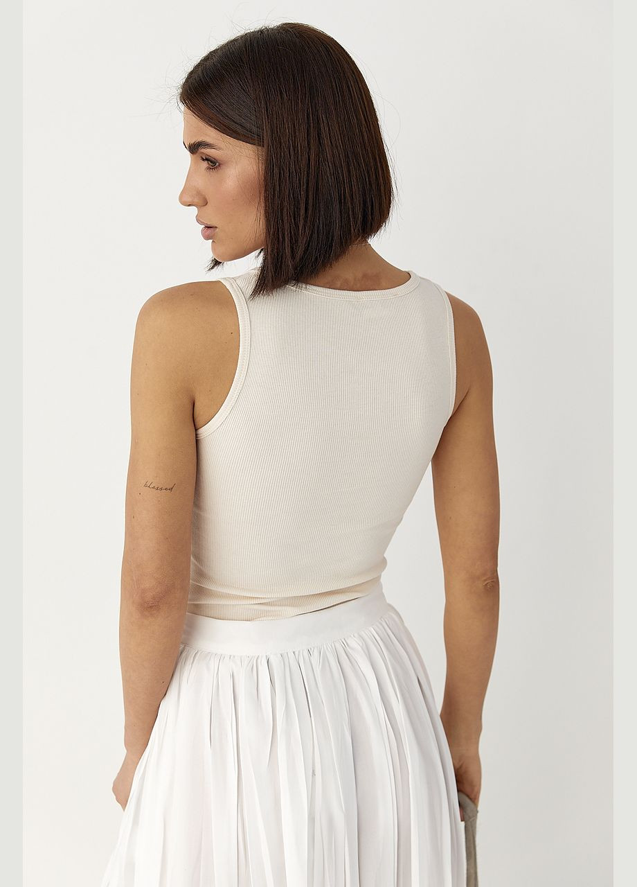 Майка приталена в рубчик з декоративними швами Lurex — 323644691