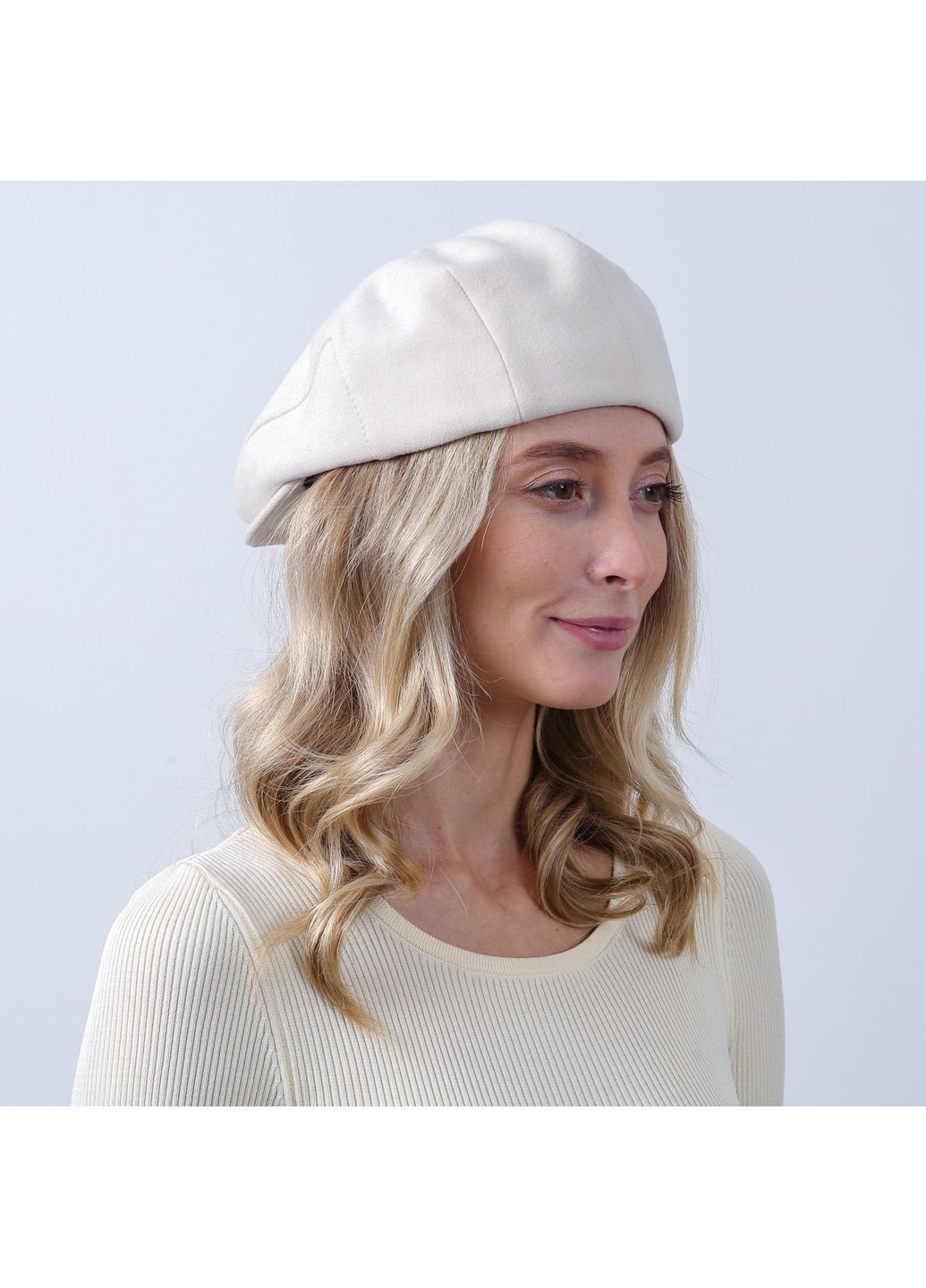 Кепка реглан женская шерсть молочная ОЛЕКСА LuckyLOOK 925-472 (362463344)