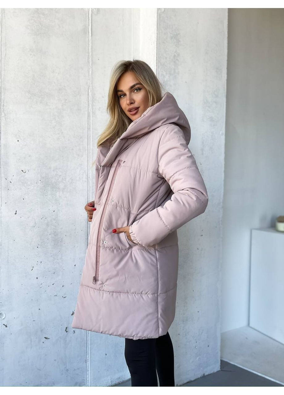 Пудрова демісезонна зимова куртка плащівка на синтепоні 250 No Brand