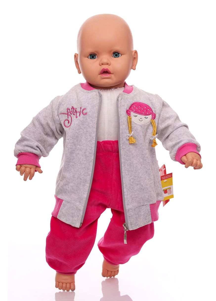 Розовый зимний костюмс длинным рукавом для девочки велюровый косичка розовый 68 см (26644) BABYKROHA