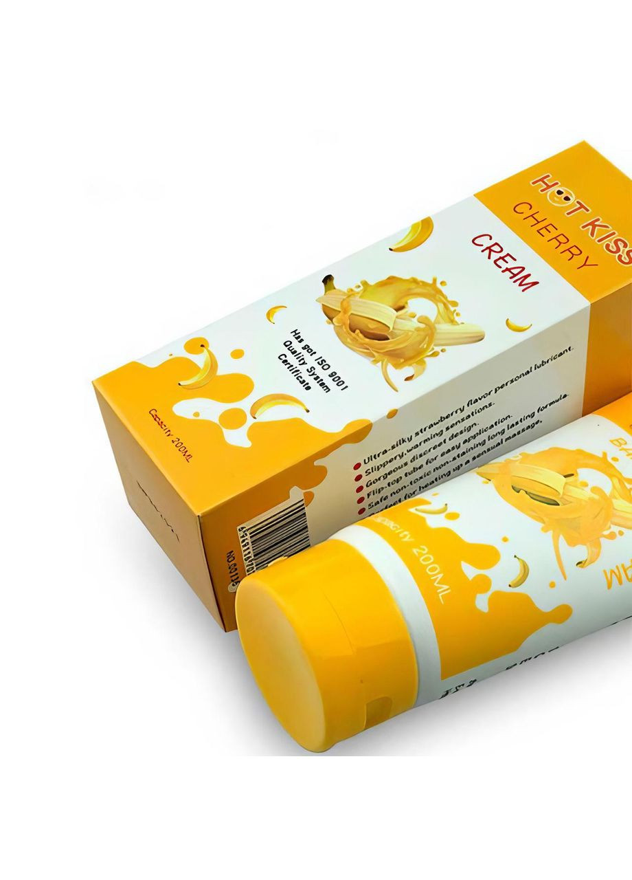 Гель-лубрикант зволожуючий на водній основі зі смаком банану 200 мл Hot Kiss (366732624)