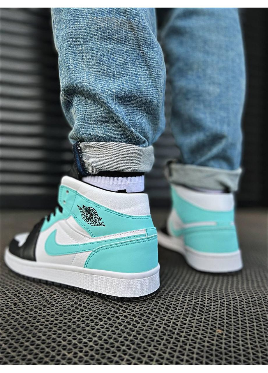 Серые демисезонные кроссовки мужские nike air jordan 1 retro mid island green найк аир джордан No Brand