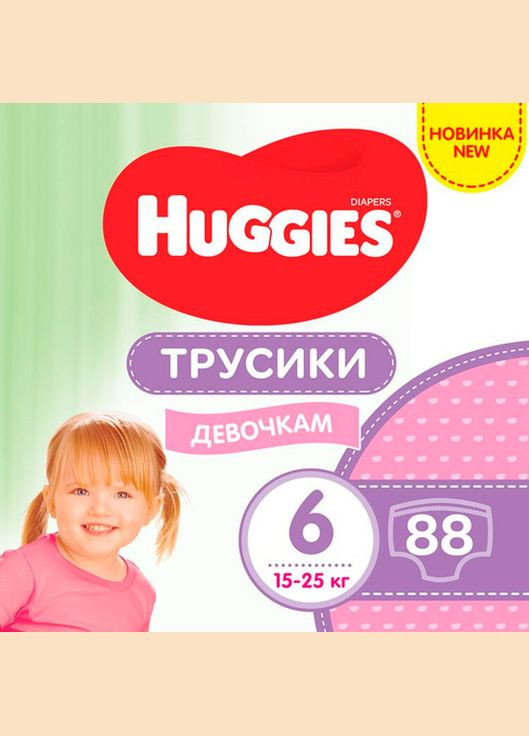 Подгузники-трусики Pants 6 M-Pack 15-25 кг для девочек 88 шт (5029054568217) Huggies (358884378)